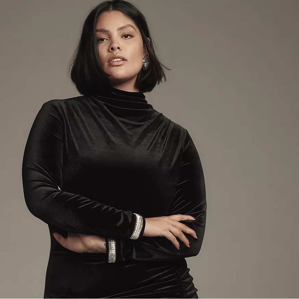 Anthropologie The Maya Ruched Cowl-Neck Dress: Velvet Long-Sleeve Edition - Picture 11 of 16